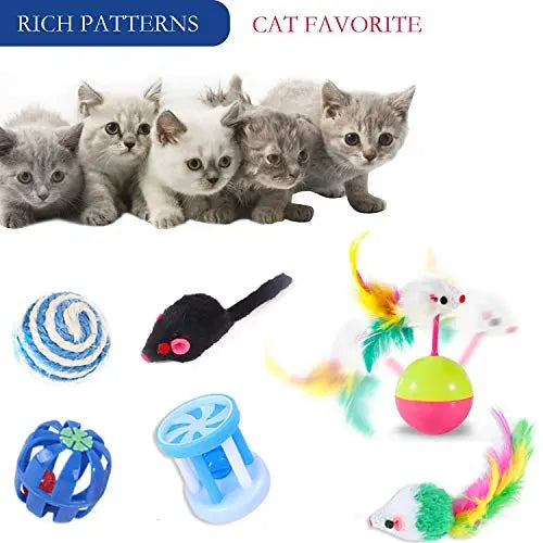WeFine 20 Pcs Cat Toys, Kitten Toys for Indoor Cats, Cat Tunnel Interactive Feather Teaser Wand Ball Toy Set for Kitty and Cats reviewed and rated by  Make Life Easier Technologies
