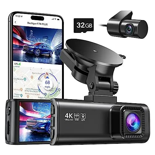 REDTIGER Dash Cam Front Rear, 4K/2.5K Full HD Dash Camera for Cars, Free 32GB SD Card, Built-in Wi-Fi GPS, 3.18” IPS Screen, Night Vision, 170°Wide Angle, WDR, 24H Parking Mode reviewed and rated by  Make Life Easier Technologies