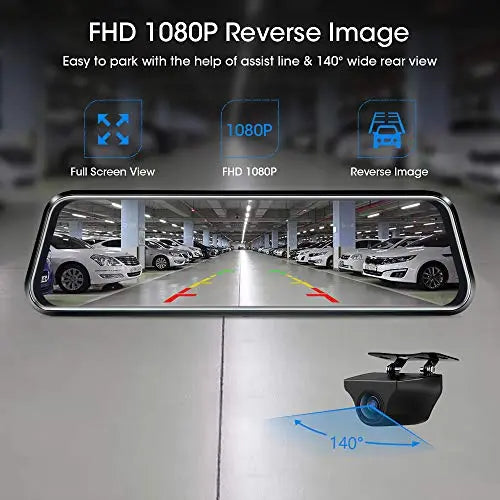 【Upgraded Version】Jansite 10" Mirror Dash Cam Full Touch Screen with Loop Recording, Dual Dash Cam Rear and Front 1080P Streaming Media DVR 170° Wide Angle Night Vision with 10 Meters Cable reviewed and rated by  Make Life Easier Technologies