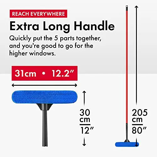Tyroler 2-in-1 High Window Cleaner Squeegee with 30-205CM 5 Part Stainlessteel Handle | Made of 100% Natural Rubber for Superior Durability and Protection reviewed and rated by  Make Life Easier Technologies