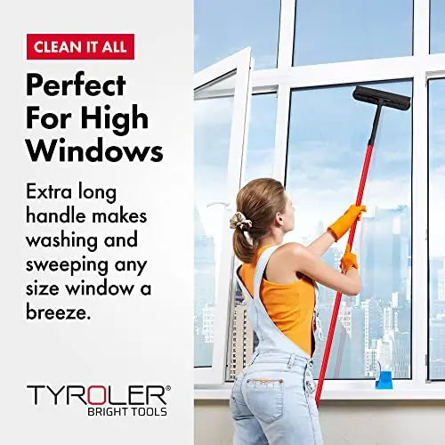 Tyroler 2-in-1 High Window Cleaner Squeegee with 30-205CM 5 Part Stainlessteel Handle | Made of 100% Natural Rubber for Superior Durability and Protection reviewed and rated by  Make Life Easier Technologies