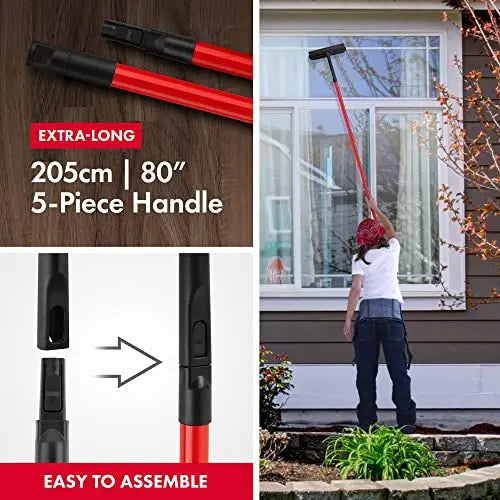 Tyroler 2-in-1 High Window Cleaner Squeegee with 30-205CM 5 Part Stainlessteel Handle | Made of 100% Natural Rubber for Superior Durability and Protection reviewed and rated by  Make Life Easier Technologies