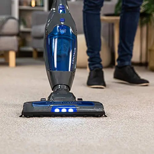 Russell Hobbs RHSV2211 Cordless Upright Stick Vacuum Bagless 2 in 1 Grey and Blue 600W 2 Speed Settings, 60 minute Run Time, for Carpets & Hard Floors with Crevice & Brush Tool with 2 Year Guarantee reviewed and rated by  Make Life Easier Technologies
