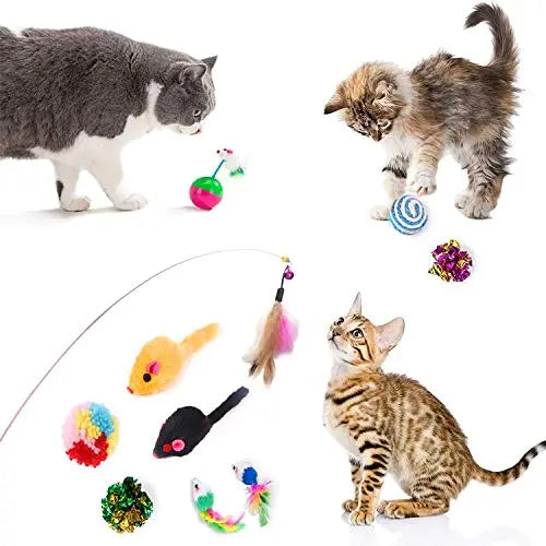 WeFine 20 Pcs Cat Toys, Kitten Toys for Indoor Cats, Cat Tunnel Interactive Feather Teaser Wand Ball Toy Set for Kitty and Cats reviewed and rated by  Make Life Easier Technologies